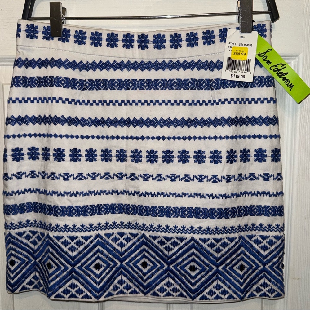 Sam Edelman Navy and White Geometric Mini Skirt